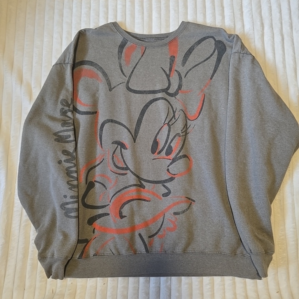 Gray Disney Minnie Mouse Crewneck Sweater